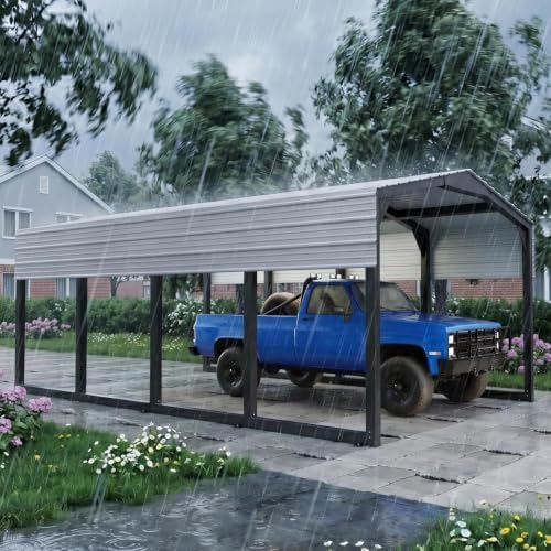 military-grade metal carport 12x20 ft, heavy- duty galvanized on a desk or shelf