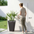 outsunny 28 inch plastic tall planters for outdoor, close-up detail