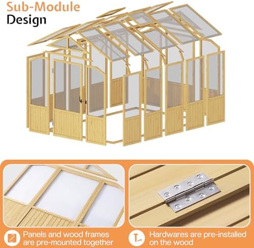 jocisland 6 x 8-ft wooden greenhouse, close-up detail