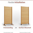 enclo slatted freestanding/surface mounted privacy screen, cedar wood showing dimensions