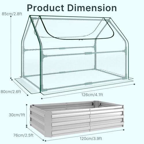 miory raised garden bed with pe cover, 4x2.5x1, close-up detail