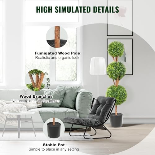 vevor artificial boxwood topiary tree, 48 inch tall showing dimensions