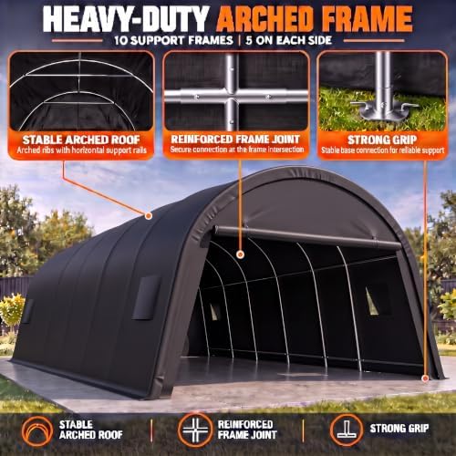 cobizi carport canopy 12x20 heavy duty portable garage, close-up detail