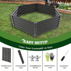 anleolife 6-bed 70x60x18in hexagon raised garden beds, quartz showing dimensions
