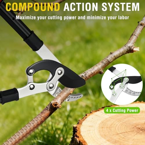 yesker 27-35" extendable loppers for tree trimming heavy showing dimensions