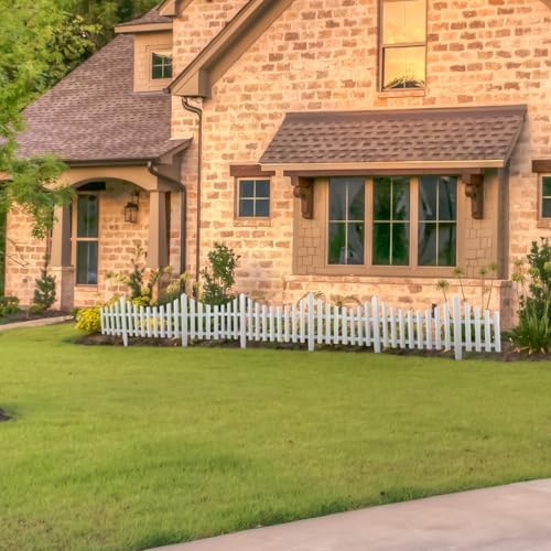 flexible picket fence garden border, plastic decorative landscape, front angle view