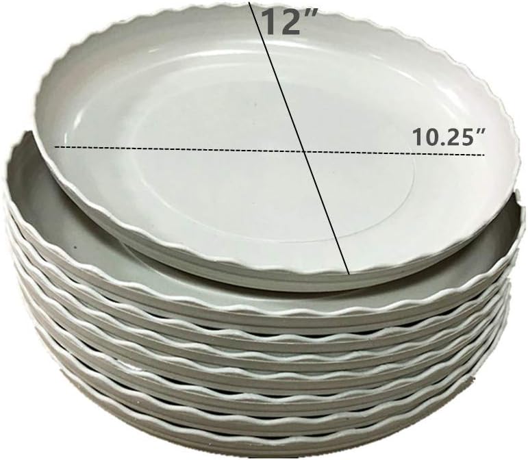 12 Inch Light Grey Plant Saucers 5 Pack,Saucers for Potted Plants,Flower Pot Drip Trays for Indoor & Outdoor Ceramic or Plastic Flower Pot Drip Trays for Large to Small Pots
