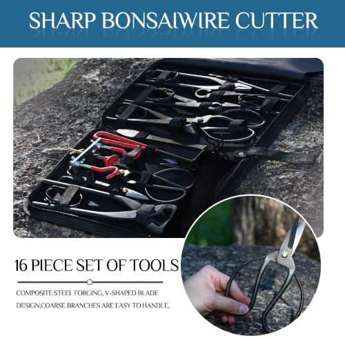 bonsai tree kit, bonsai tool set,carbon steel scissors shown in use