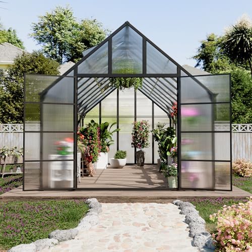 10x20 ft polycarbonate greenhouse large heavy duty aluminum, close-up detail