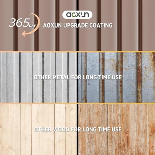 aoxun 10x8ft shed with floor galvanized steel outdoor, view 9