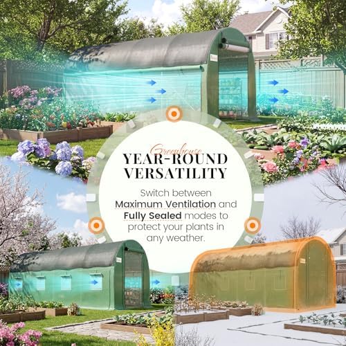 king bird premium 15x7x7 ft greenhouse for outdoors showing dimensions