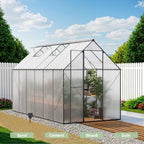 greenhouse for outdoors, heavy-duty polycarbonate greenhouse 6x12 ft showing dimensions