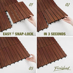 acacia wood interlocking deck tiles, patio & backyard, front angle view