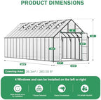 cdcasa 10x28 ft greenhouse for outdoors,large easy assembly, front angle view