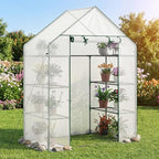 giantex walk-in greenhouse, 4 tier 8 shelves, portable shown in use
