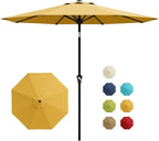 Garvee 9FT Patio Umbrella - Outdoor Table Umbrella with Smooth Crank Lift, Push Button Tilt and 8 Sturdy Ribs - Market Umbrella UV Protection Waterproof for Pool, Deck, Yard, Garden -Yellow