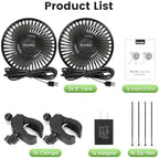 5" clip-on fan 2 units for grow tent on a desk or shelf