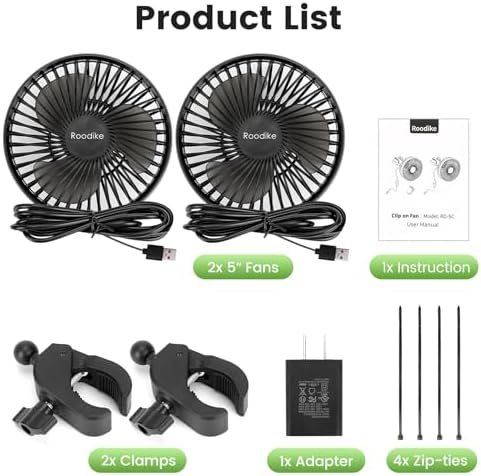 5" clip-on fan 2 units for grow tent on a desk or shelf
