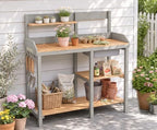 wooden potting bench table with sink,outdoor garden table, package contents