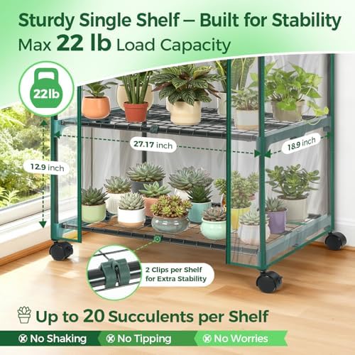 ohuhu mini greenhouse for indoor outdoor with wheel, side view