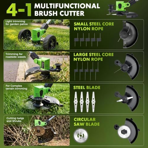 cordless weed wacker, 20000rpm battery powered weed eater, side view