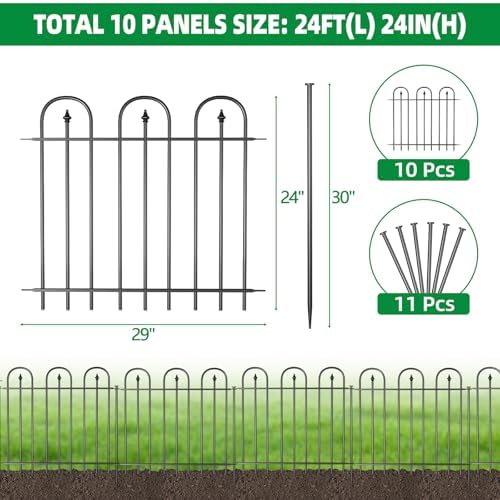 garden fence animal barrier - 10 panels, 24 shown in use