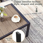 aluminum outdoor patio furniture set 7 pieces light showing dimensions