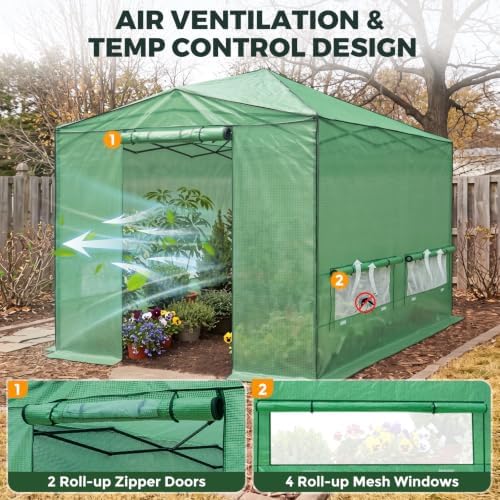 eagle peak 12x8 portable walk-in greenhouse, pop-up indoor shown in use