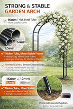 thickened tube garden arch,7.3ft heavy-duty metal with 16mm, view 9