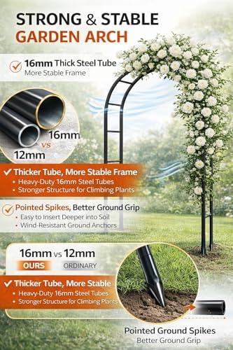 thickened tube garden arch,7.3ft heavy-duty metal with 16mm, view 9