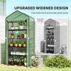 outsunny 5 tier mini greenhouse small portable 76", close-up detail