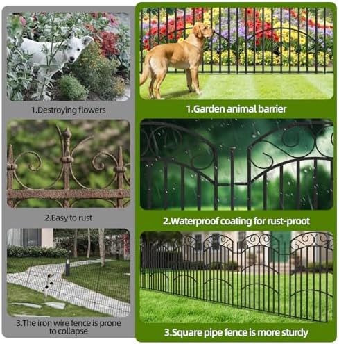 decorative garden fence, 40in h x 18ft l, side view