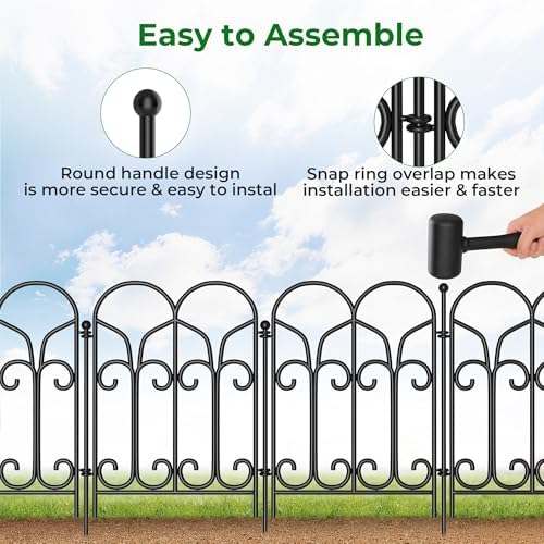 amagabeli 10 panels 17in(h)×10ft(l) decorative garden fences and, close-up detail