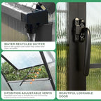 polycarbonate greenhouse kit,8x6x6 ft outsides heavy duty green showing dimensions