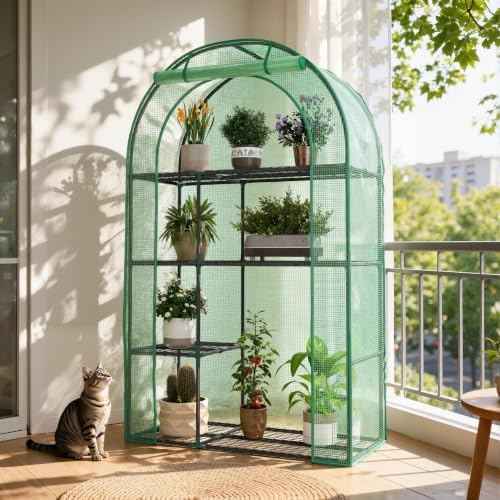 4-tier mini greenhouse for outdoors, 40" x 18", front angle view