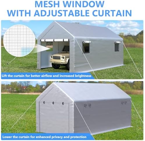 jocoevol carport 10x20 ft enclosed carport with roll-up, package contents