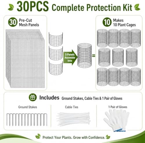 metal wire plant protector,10 pack garden cages for shown in use