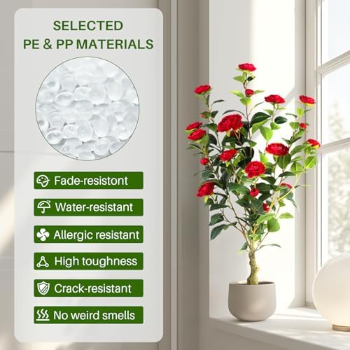 artificial camellia tree 2 pack, 3ft faux camellia, side view