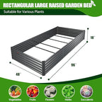 anleolife 8x4x1.5ft rectangular raised garden bed kit, quartz showing dimensions