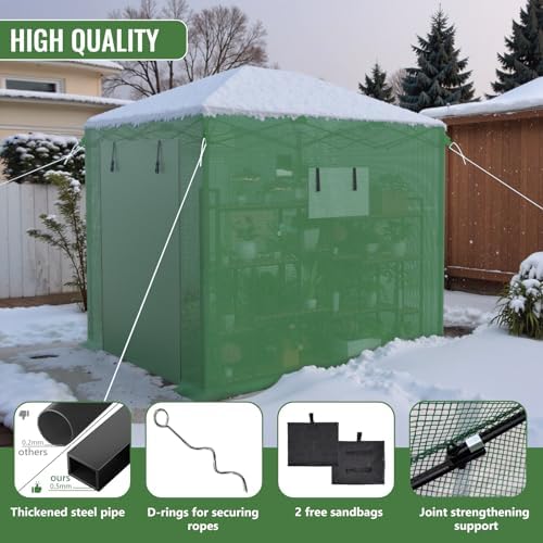 8x6 ft pop up greenhouse for outdoors, walk-in, side view
