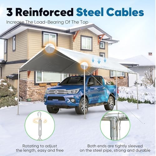 quictent 10x15 ft heavy duty car canopy galvanized, package contents