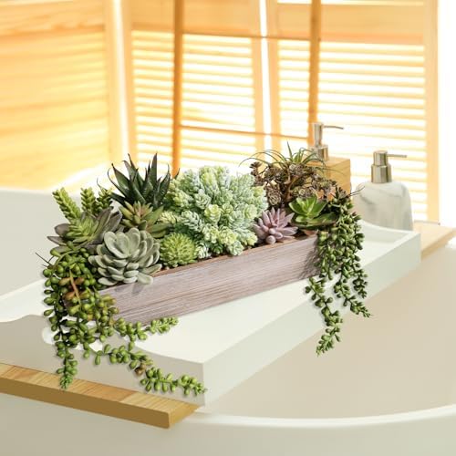 winlyn 15" artificial succulents plants arrangement fake succulent showing dimensions