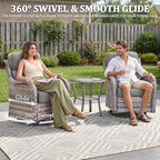 Luxury Swivel Rocker Chairs Fire Pit Set with 6" Thick Cushion 7 piece Wicker Outdoor Patio Chair with Sofa and Ottoman,Comfortable High Back Outdoor Patio Furniture Set - Gray | Gray