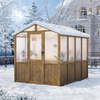 aoxun 6x8 ft wooden greenhouse for outdoors, 6mm, view 9