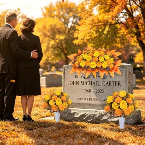 fall cemetery flowers for grave fall saddle flowers shown in use
