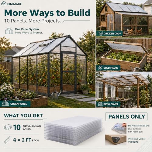 sinimaka 10-pack polycarbonate greenhouse panels, 4 x 2 on a desk or shelf