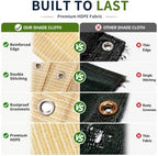 90% outdoor sun shade cloth, 16' x 20' showing dimensions
