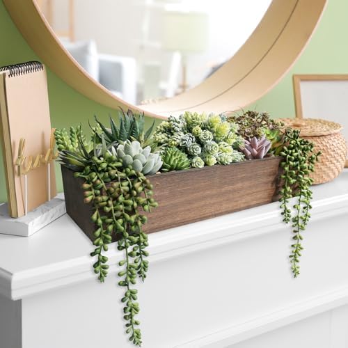 winlyn artificial succulent arrangement 15" assorted succulents plants, front angle view