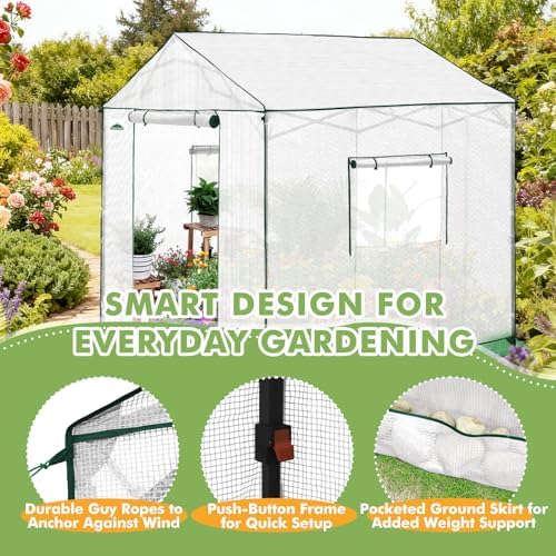 eagle peak 8x8 pop up walk in greenhouse, front angle view