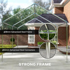 outsunny 10'x20' carport outdoor heavy duty galvanized car, side view